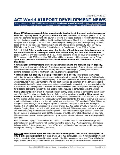 ACI World AIRPORT DEVELOPMENT NEWS