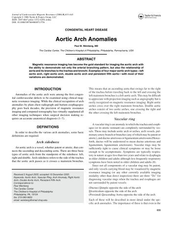 Aortic Arch Anomalies - Society of Cardiovascular Magnetic ...