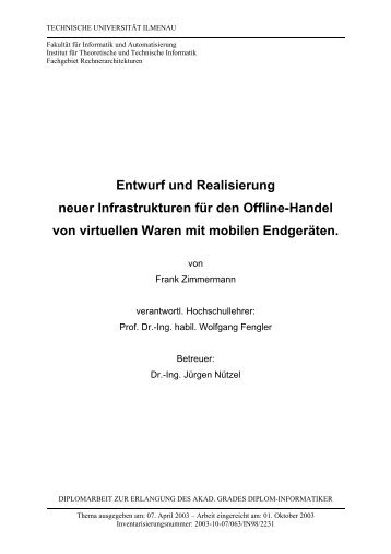 Entwurf und Realisierung neuer Infrastrukturen für den Offline ...