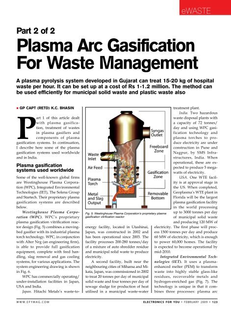Plasma Arc Gasification For Waste Management - Electronics For You