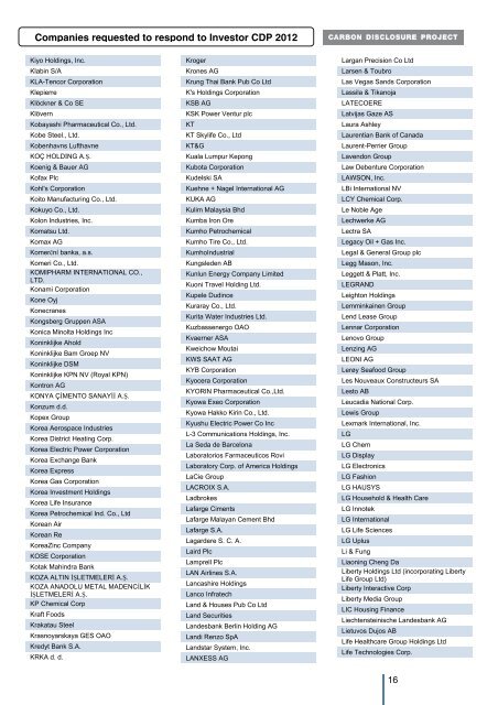 companies in the Investor CDP program - Carbon Disclosure Project