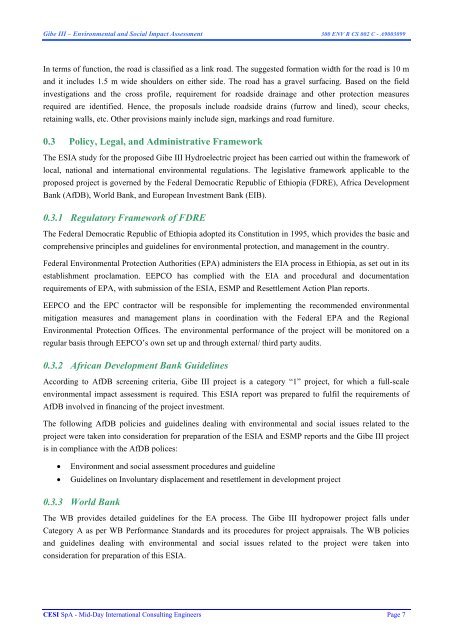 Environmental and Social Impact Assessment - Gibe III