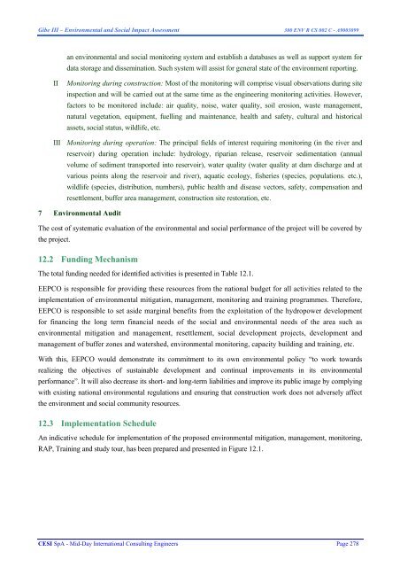 Environmental and Social Impact Assessment - Gibe III