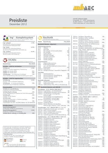 Preisliste - mb AEC Software GmbH