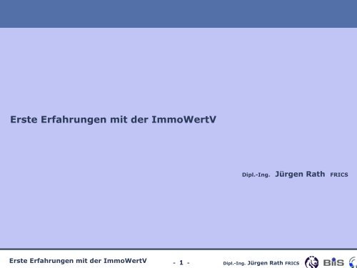 Erste Erfahrungen mit der ImmoWertV - Logo Jürgen Rath