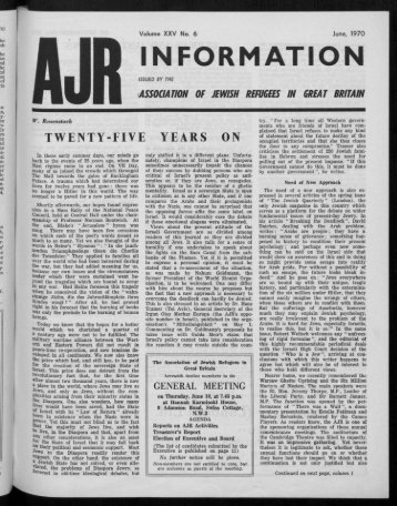 INFORMATION - The Association of Jewish Refugees