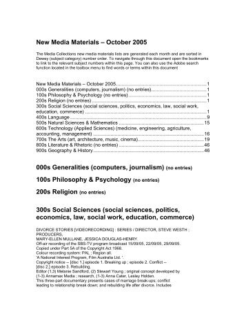 New Media Materials – October 2005 - The University of Melbourne ...