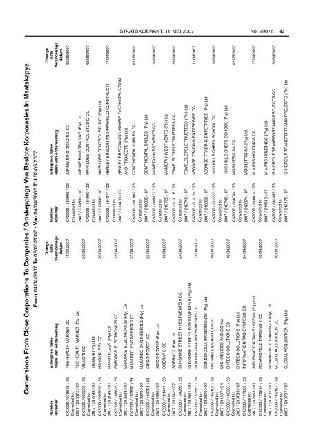 Government Gazette Staatskoerant - ("CIPC")is