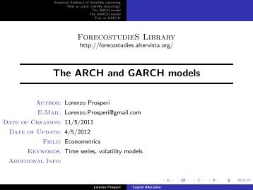 The ARCH and GARCH models - ForEcoStudies - Altervista