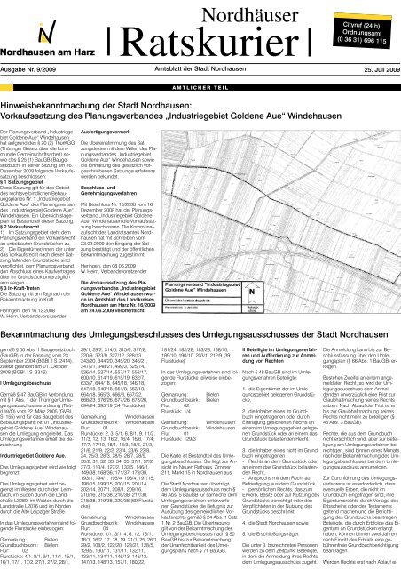 „Industriegebiet Goldene Aue“ Windehausen - Stadt Nordhausen