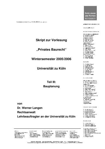 Skript zur Vorlesung „Privates Baurecht“ - Universität zu Köln