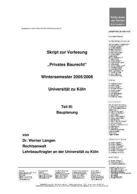 Skript zur Vorlesung „Privates Baurecht“ - Universität zu Köln