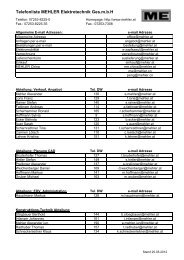 Telefonliste Mehler - Mehler Elektrotechnik Ges.m.b.H
