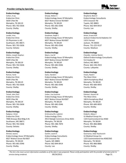 This Directory lists participating providers alphabetically by Specialty ...