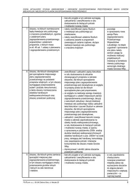 ocena aktualności studium uwarunkowań i kierunków ...