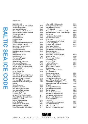 BALTIC SEA ICE CODE - SMHI