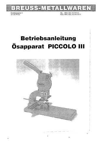 Betriebsanleitung Osapparat PICCOLO III