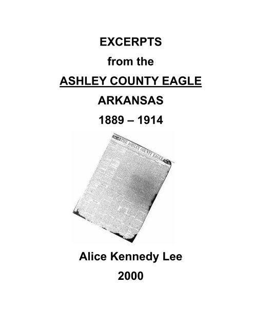 Excerpts from the Ashley County Eagle - Shell Family Home