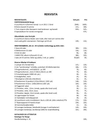 Rekvisitaliste - kataloger, Hawid etc. (.pdf) - Engers Frimerker