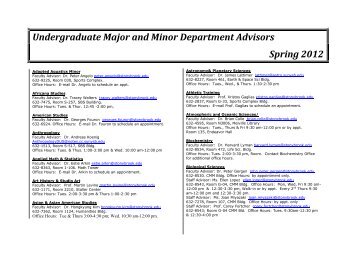 Undergraduate Major and Minor Department ... - Student Affairs