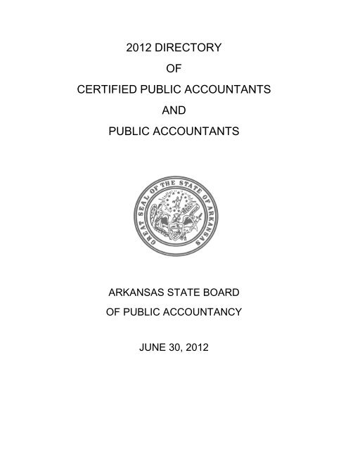 2012 directory of certified public accountants - Arkansas