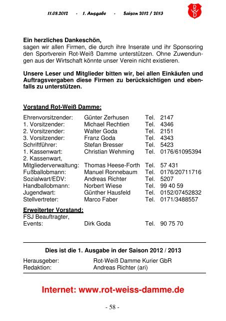 Saison 2012 / 2013 - Rot Weiss Damme