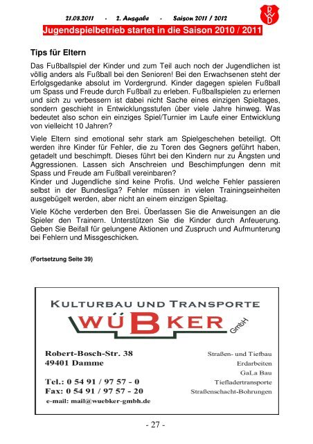 2011.08.21 RW-Kurier Ausgabe 02 - Rot Weiss Damme