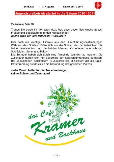 2011.08.21 RW-Kurier Ausgabe 02 - Rot Weiss Damme
