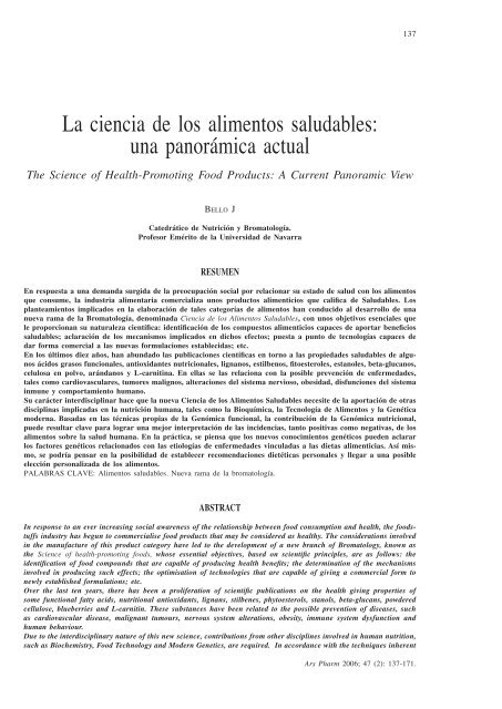 La ciencia de los alimentos saludables: una panorámica actual