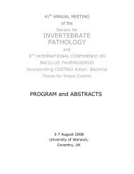 important notes - Society for Invertebrate Pathology