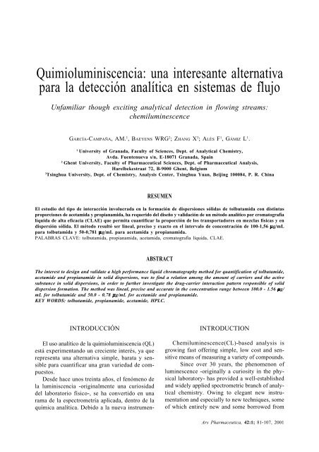 Quimioluminiscencia: una interesante alternativa para la detección ...