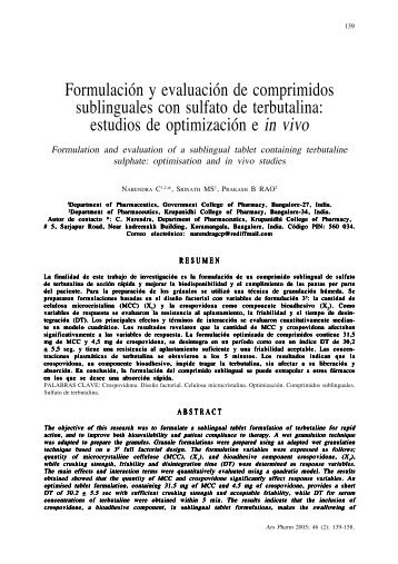 Formulación y evaluación de comprimidos sublinguales con sulfato ...