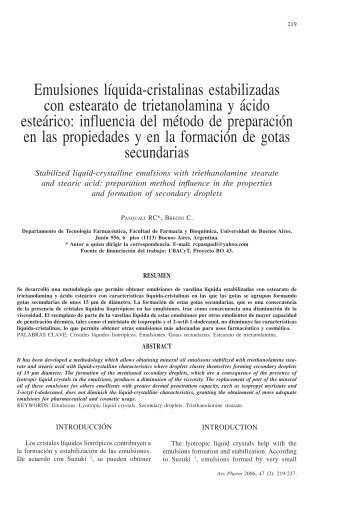 Emulsiones líquida-cristalinas estabilizadas con estearato de ...