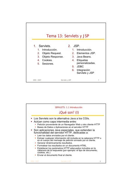 Tema 13: Servlets y JSP