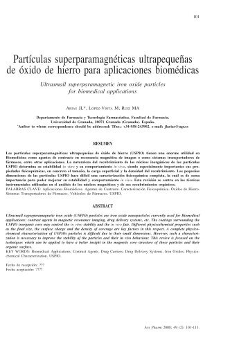 Partículas superparamagnéticas ultrapequeñas de óxido de hierro ...