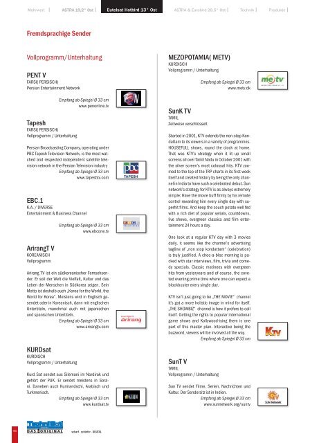 FreiSat via ASTRA 19,2° Ost Privatsender Digital