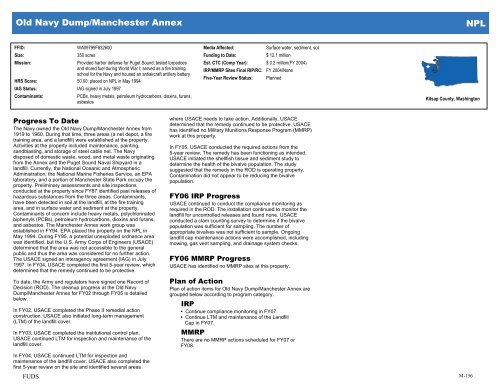 Appendix M: Installation Narrative Summaries - denix