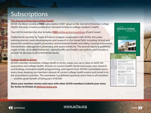 ACHA Member Benefits [pdf] - American College Health Association