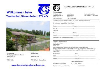 Willkommen beim - Tennisclub Stammheim 1974 ev