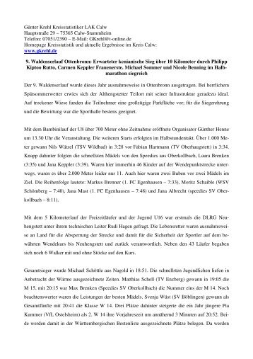 Bericht Waldenserlauf 22.10.2012 - Althengstett