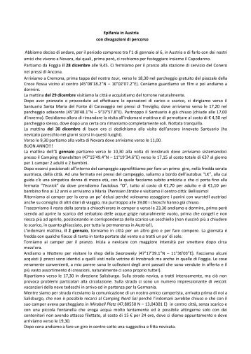 Epifania in Austria con divagazioni di percorso ... - CamperOnLine.it