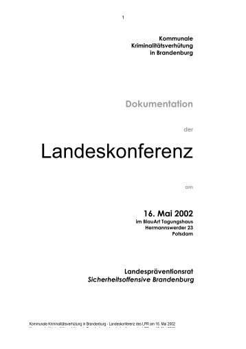 Dokumentation - Landespräventionsrat Brandenburg - Brandenburg ...