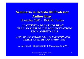 Seminario in ricordo del Professor Anthos Bray - inrim