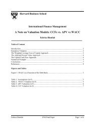 A Note on Valuation Models: CCFs vs. APV vs WACC - Harvard ...