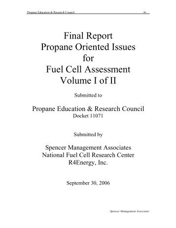 Final Report Propane Oriented Issues for Fuel Cell Assessment ...