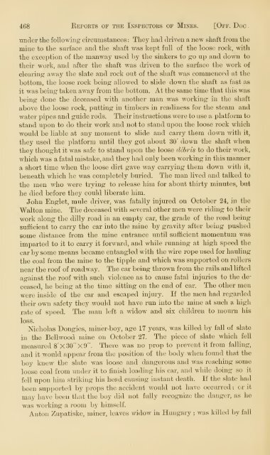 Reports of the Inspectors of Mines of the anthracite and bituminous ...