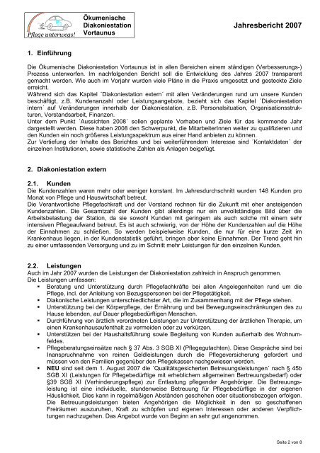 Jahresbericht 2007 - Ökumenischen Diakoniestation Vortaunus
