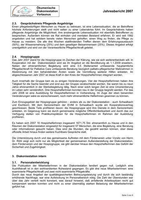 Jahresbericht 2007 - Ökumenischen Diakoniestation Vortaunus