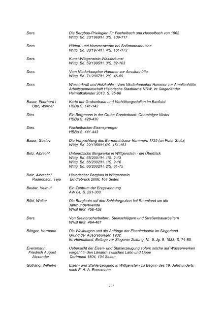 Bibliographie Wittgenstein - Wittgensteiner Heimatverein e.V.