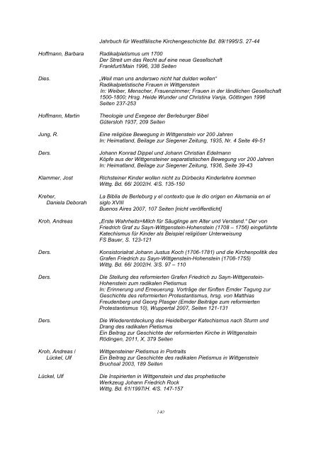 Bibliographie Wittgenstein - Wittgensteiner Heimatverein e.V.